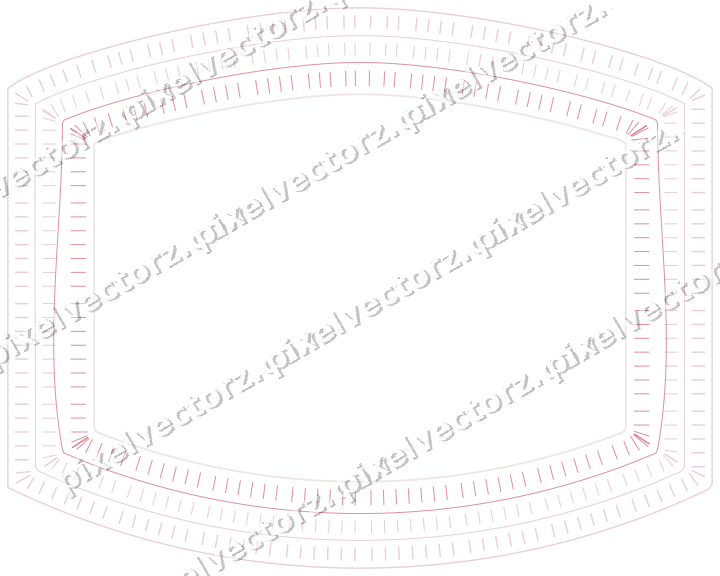 Decorative line art frame in pale pink and pale red with label plaque