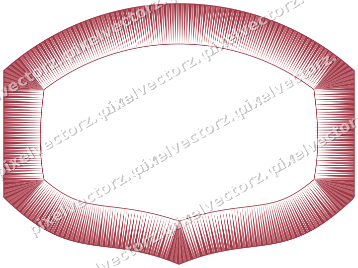 Decorative line art frame in dark pink and red with label plaque