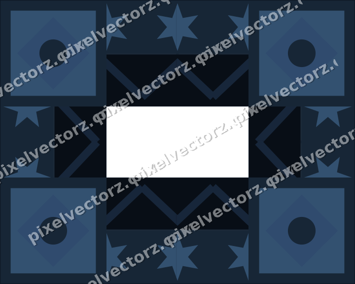 Decorative picture frame border in dark blue and orange with star band