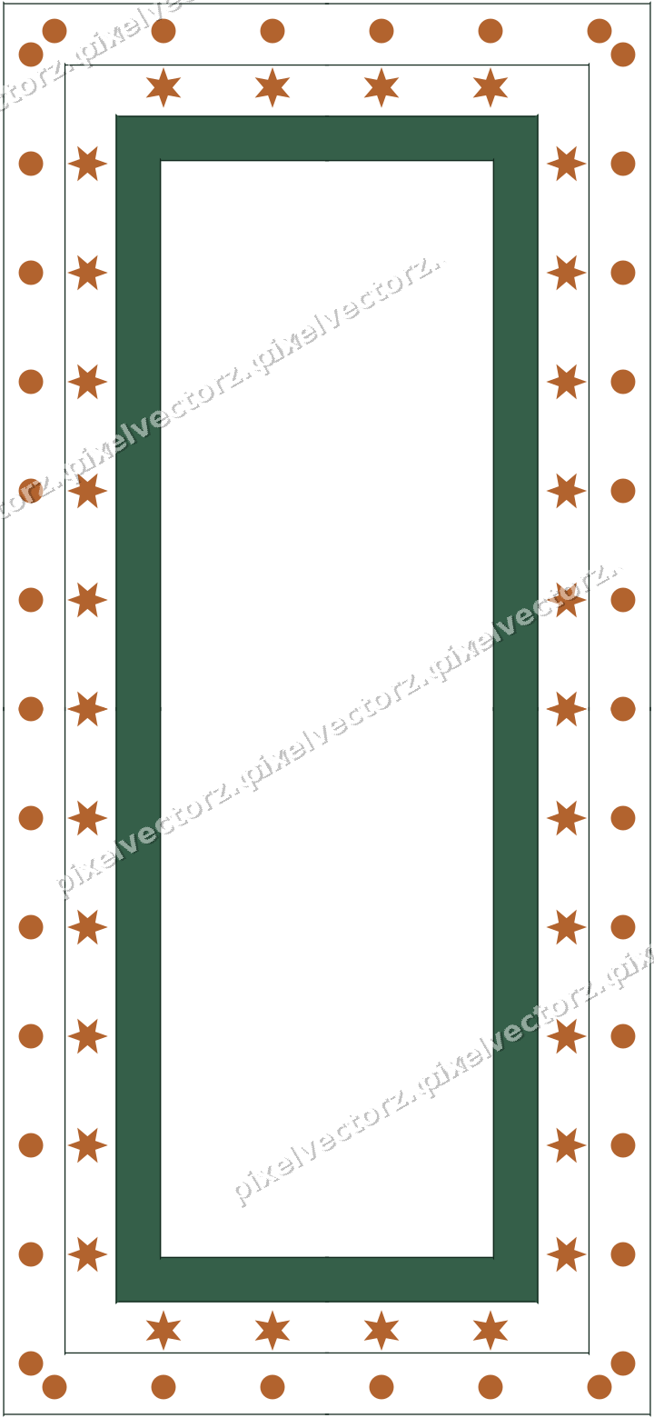 Decorative picture frame border in dark green with star band