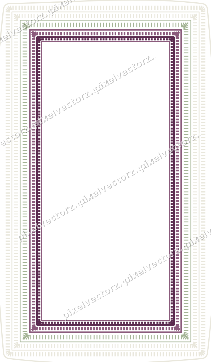 Decorative line art frame in dark magenta and lime with label plaque