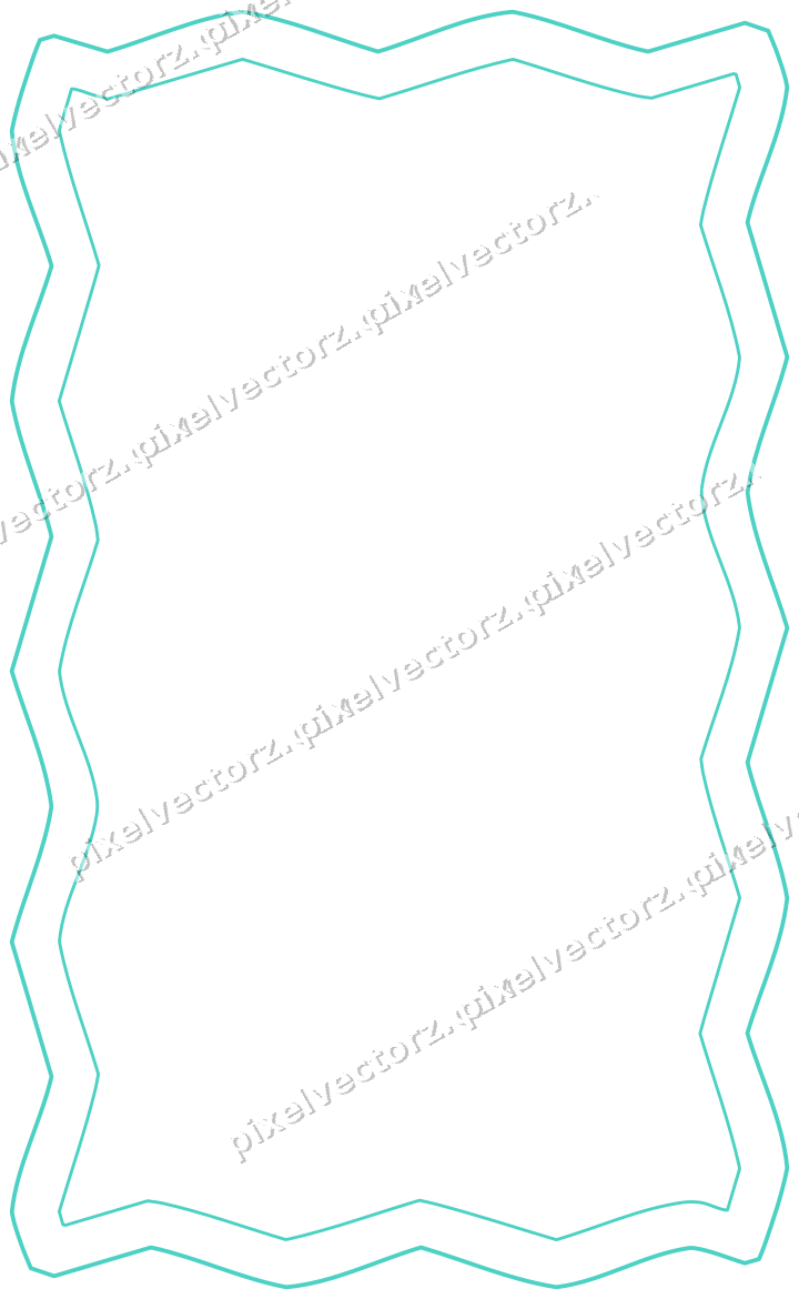 Decorative line art frame in orange and teal with label plaque