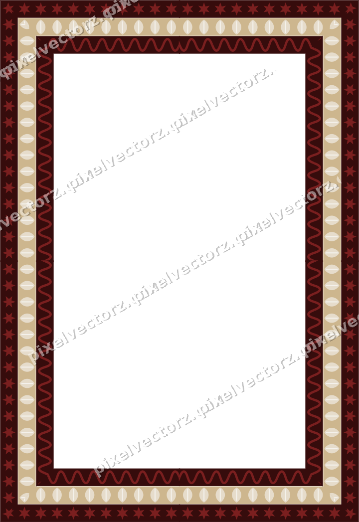 Decorative picture frame border in dark red with star band