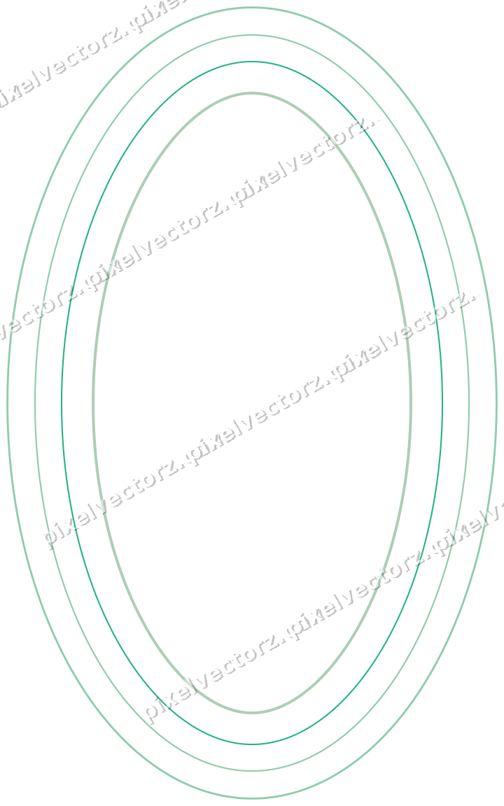 Decorative line art frame in green and teal with oval