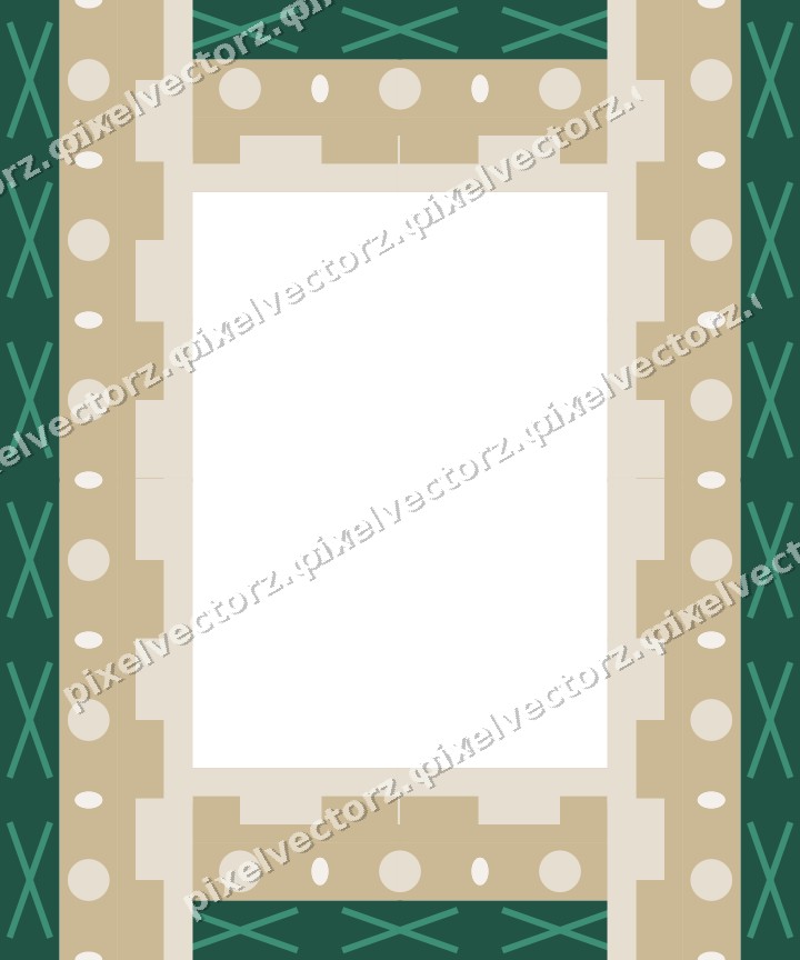 Decorative picture frame border in amber and green with cross band