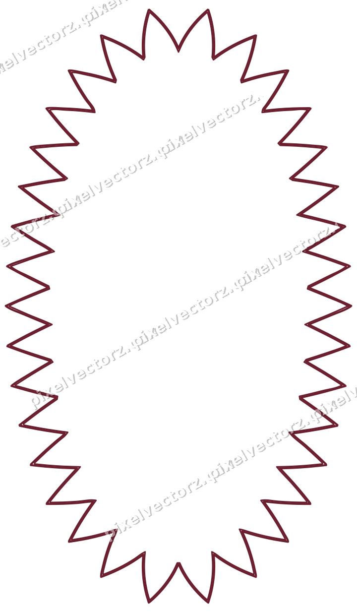 Decorative line art frame in dark pink and red with oval