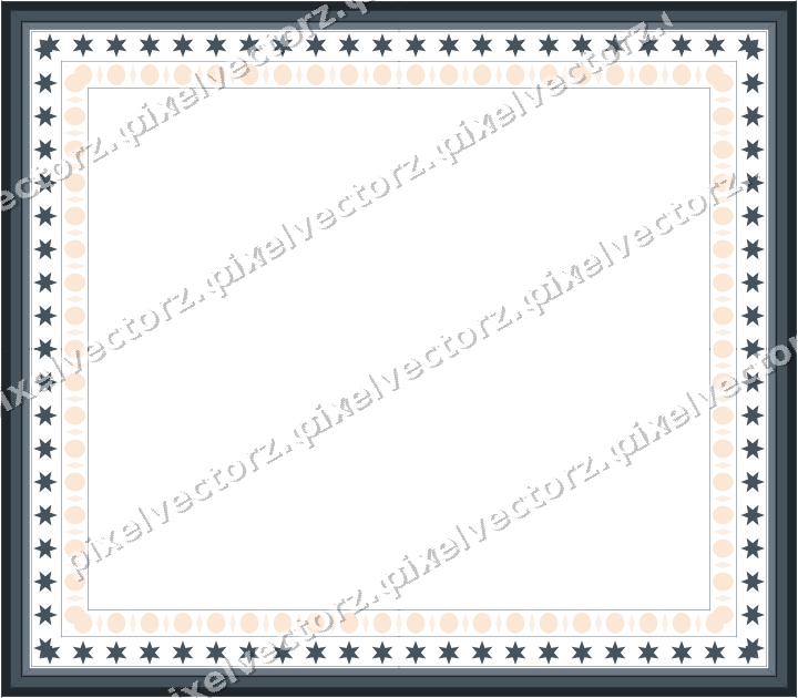 Decorative picture frame border in blue and orange with star band