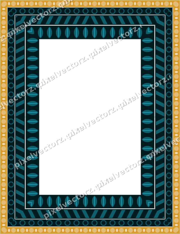 Decorative picture frame border in amber and dark teal with ring chain