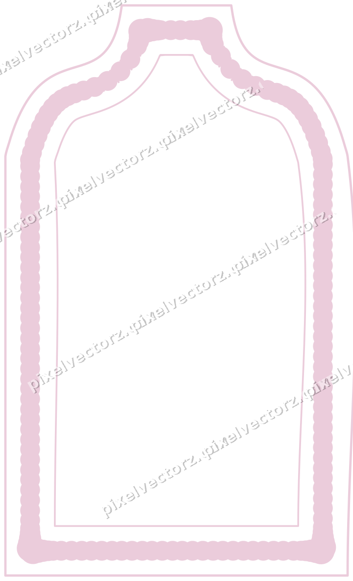 Decorative line art frame in pale pink and pale red with label plaque