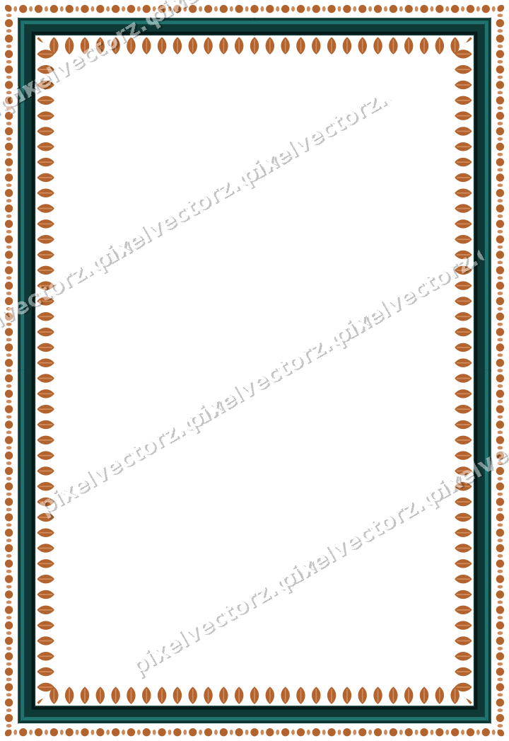 Decorative picture frame border in orange and teal with bead and reel