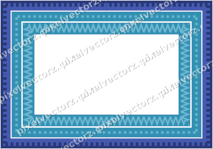 Decorative picture frame border in blue and cyan with step band
