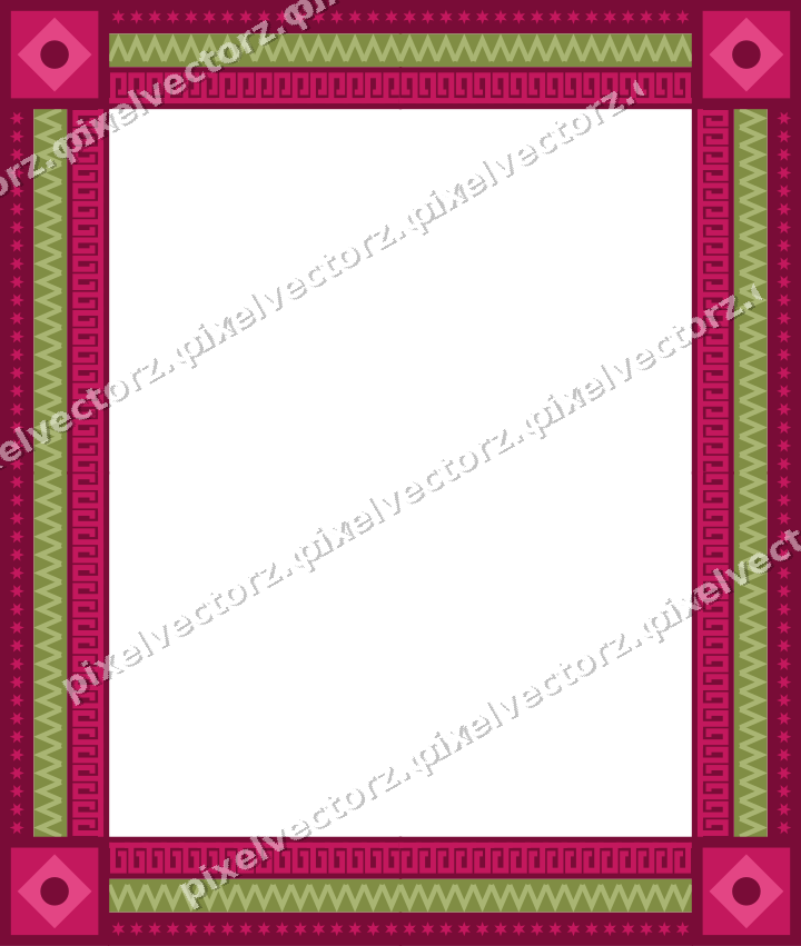 Decorative picture frame border in lime and pink with star band