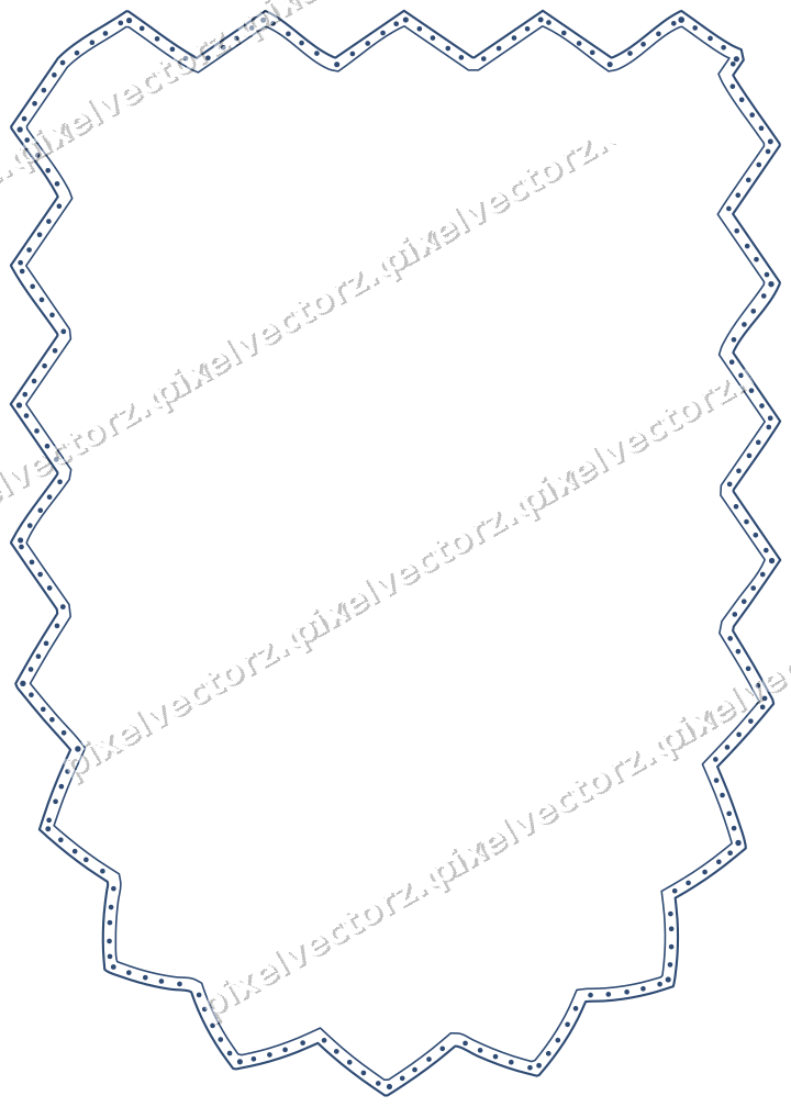 Decorative line art frame in dark blue and amber with shield