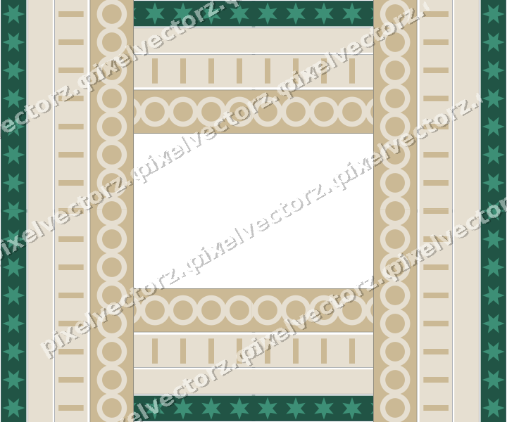 Decorative picture frame border in amber and green with star band