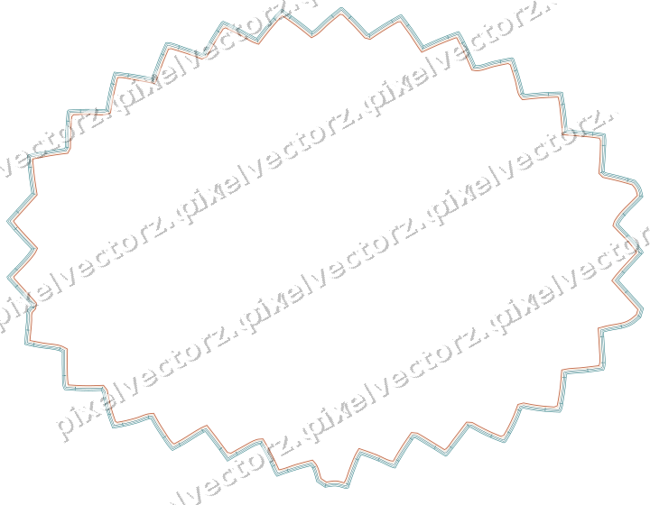 Decorative line art frame in dark teal and orange with label plaque