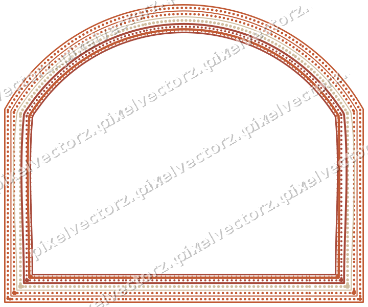 Decorative line art frame in orange and amber with label plaque