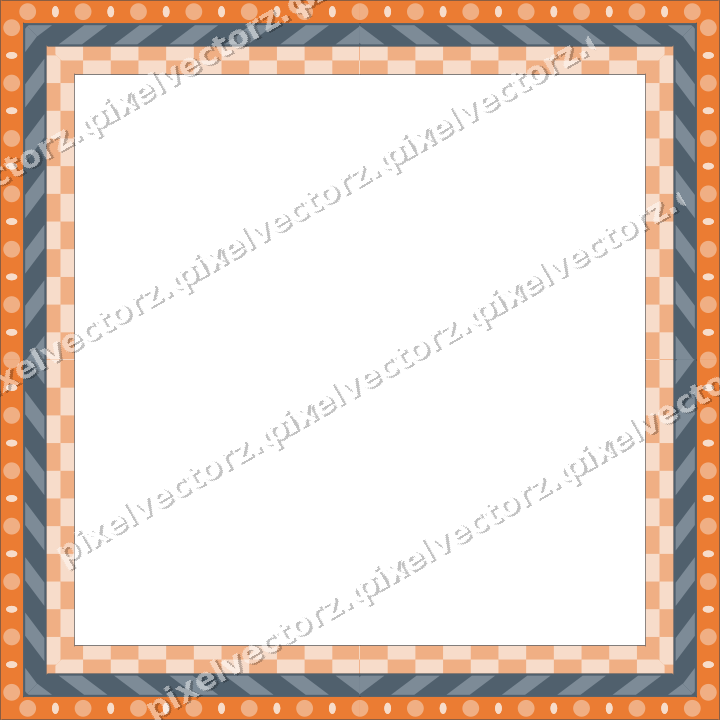 Decorative picture frame border in blue and orange with bead and reel