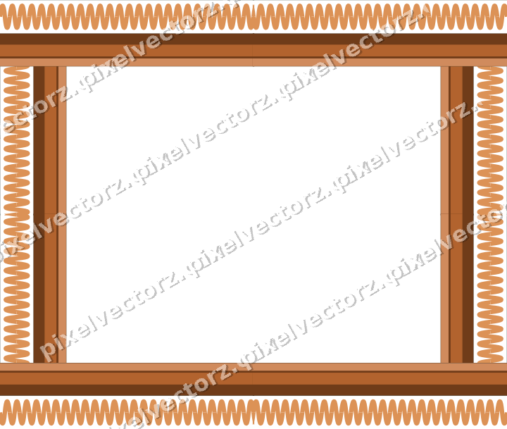 Decorative picture frame border in orange and teal with wave band