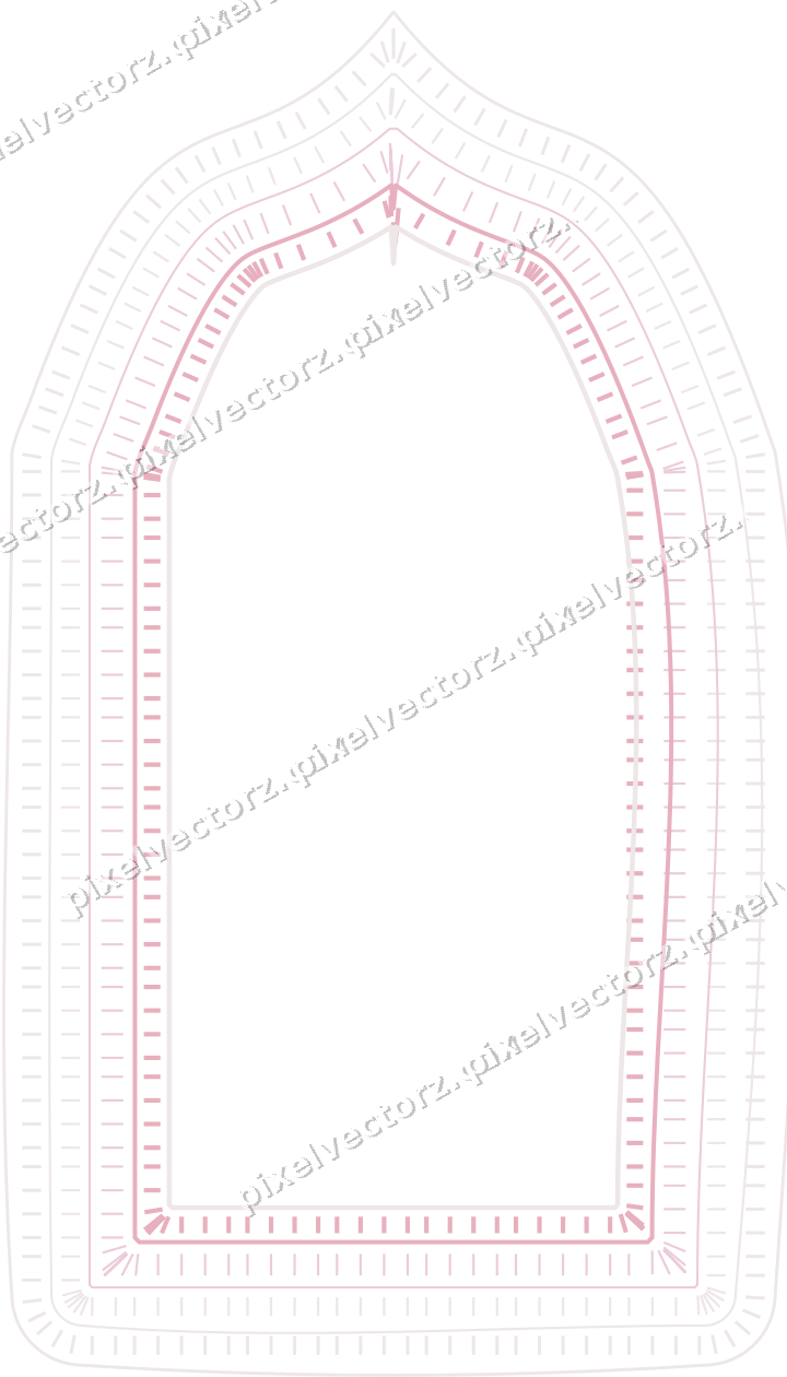 Decorative line art frame in pale pink and pale red with label plaque