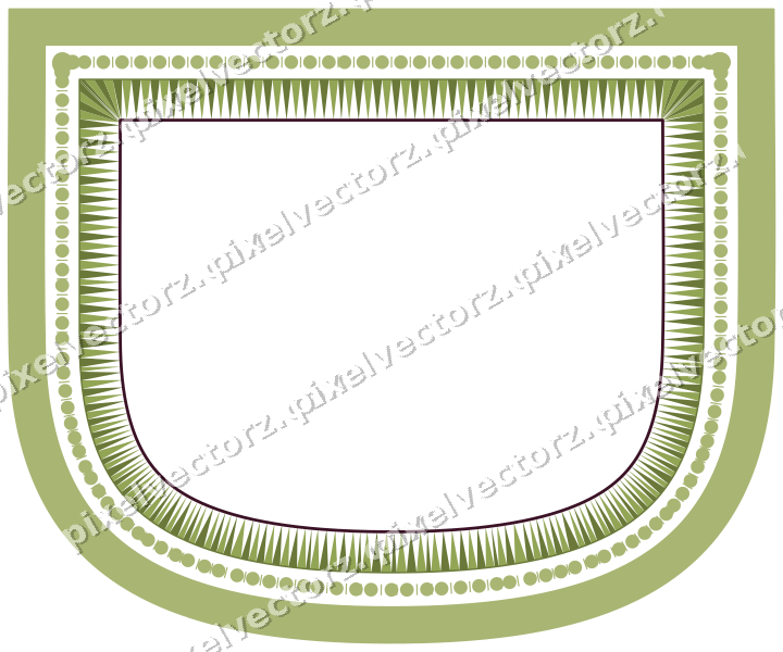 Decorative line art frame in lime and pink with shield and solid band