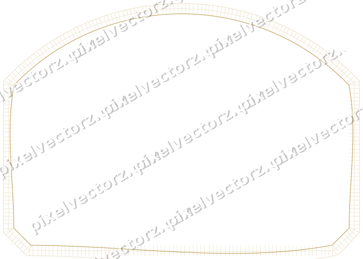 Decorative line art frame in dark magenta and amber with label plaque