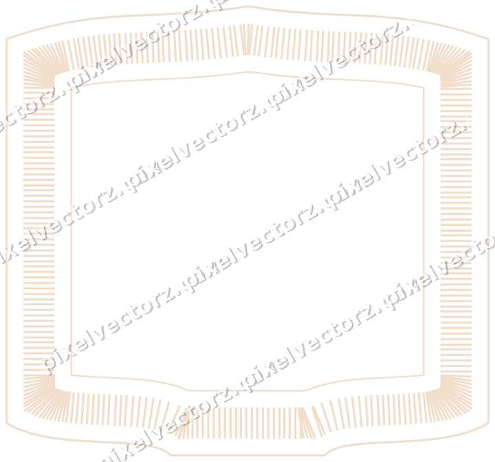 Decorative line art frame in dark teal and orange with label plaque