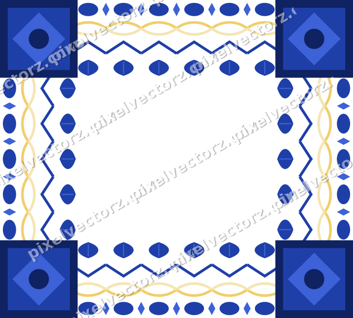 Decorative picture frame border in amber and blue with egg and dart