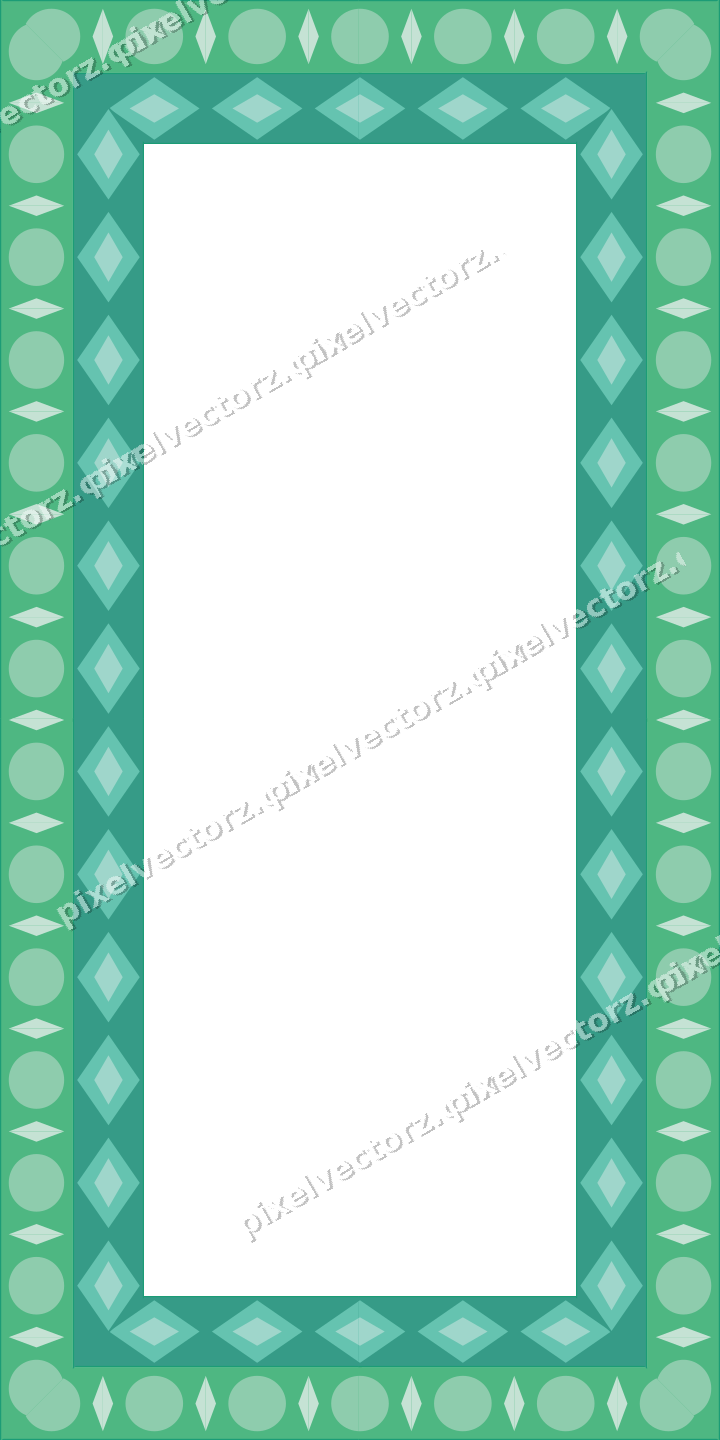 Decorative picture frame border in green and teal with egg and dart
