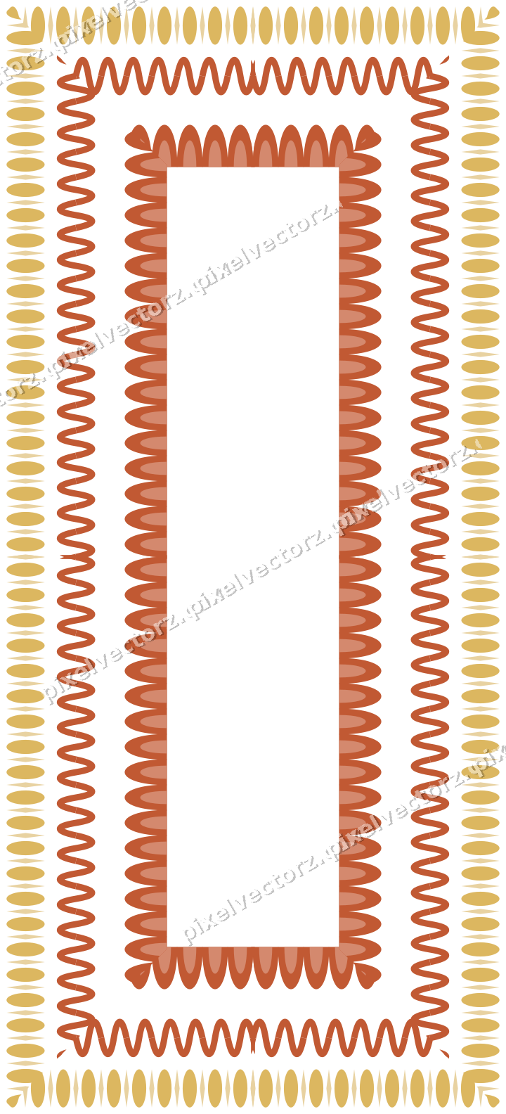 Decorative picture frame border in orange and amber with egg and dart