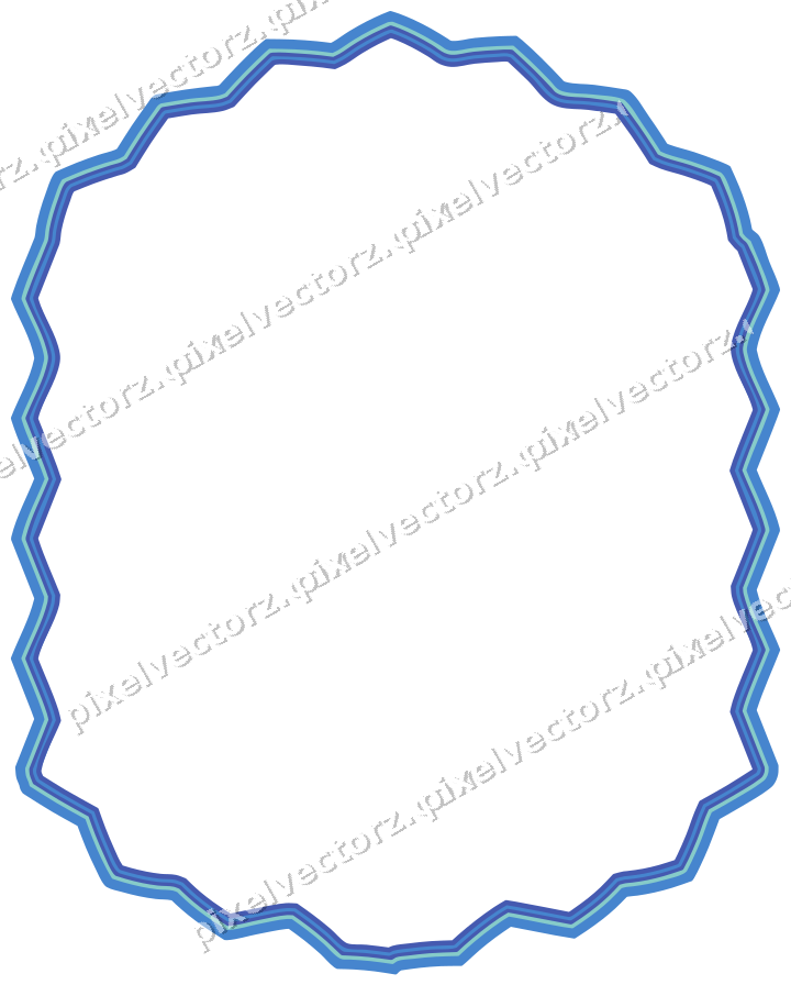 Decorative line art frame in blue and cyan with label plaque