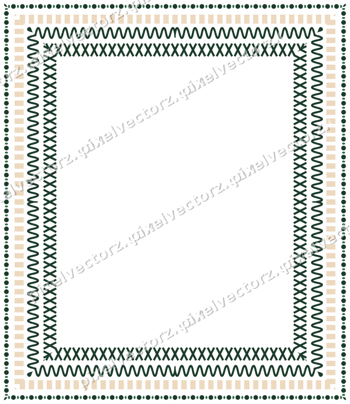 Decorative picture frame border in dark green with bead and reel