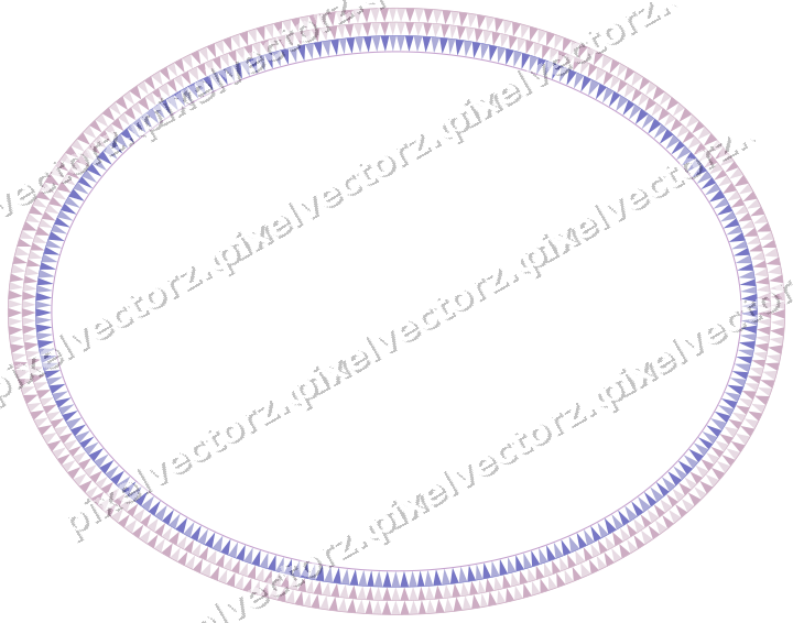 Decorative line art frame in purple and blue with oval and dentil