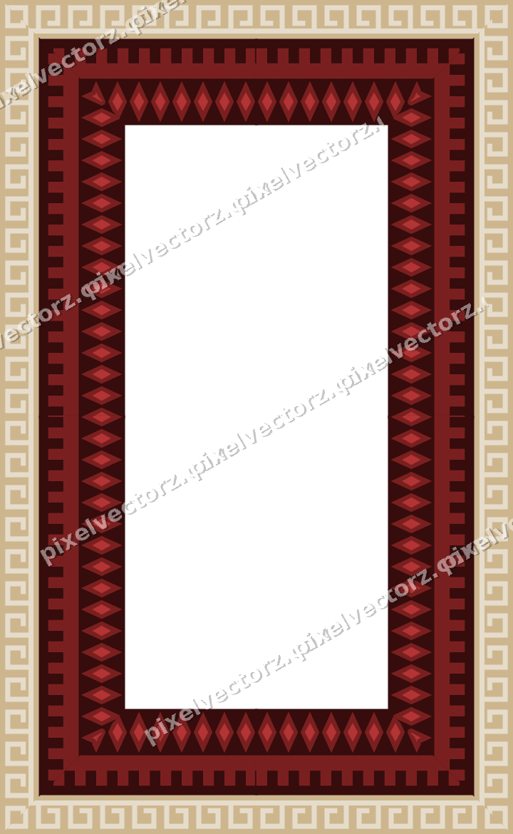 Decorative picture frame border in dark red with step band