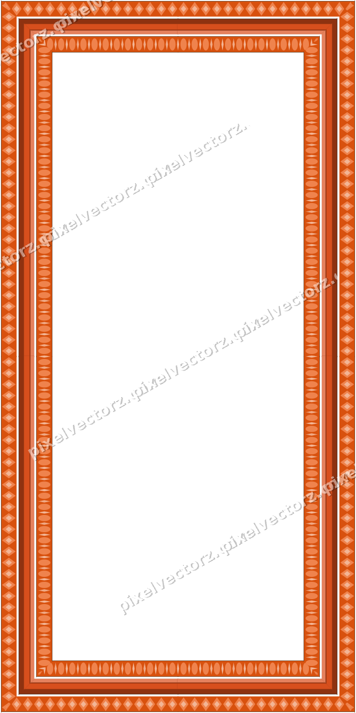Decorative picture frame border in orange and teal with diamond band