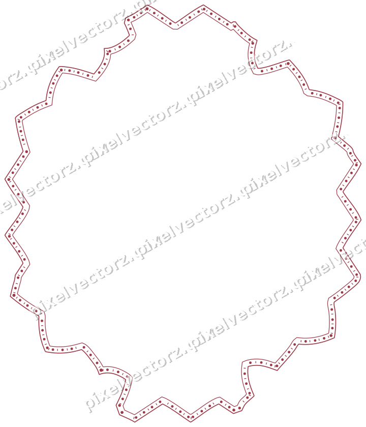 Decorative line art frame in dark pink and red with label plaque