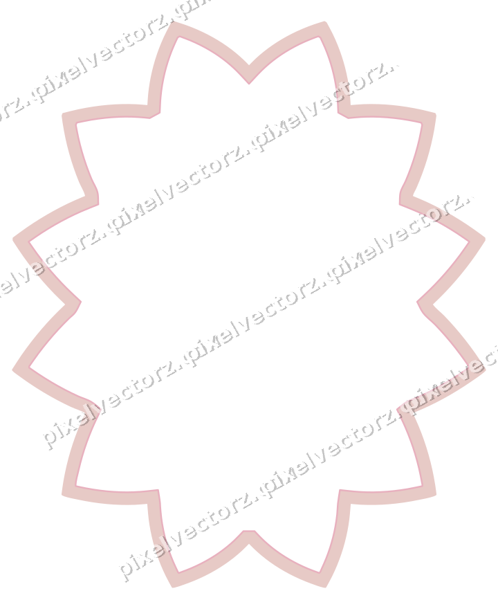 Decorative line art frame in pale pink and pale red with oval