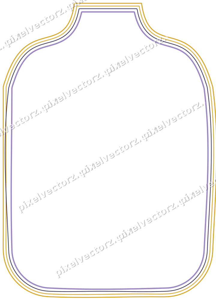 Decorative line art frame in amber and purple with label plaque