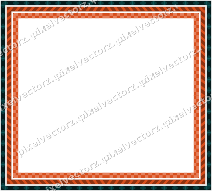 Decorative picture frame border in orange and teal with diagonal band