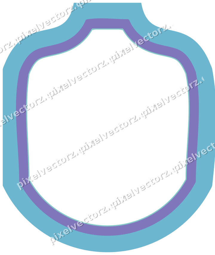 Decorative line art frame in blue and cyan with label plaque
