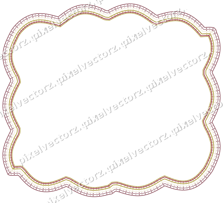 Decorative line art frame in dark pink and red with label plaque