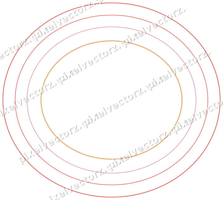 Decorative line art frame in red and orange with oval