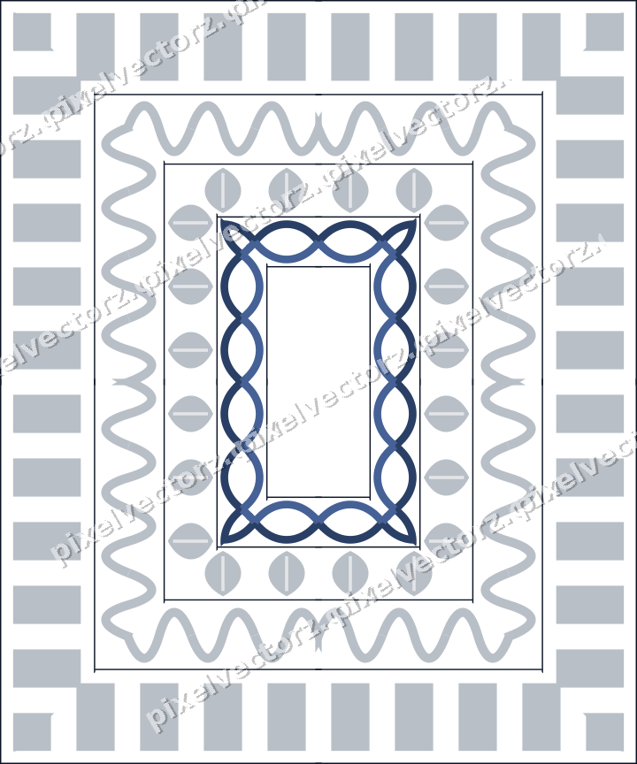 Decorative picture frame border in dark blue with leaf moulding