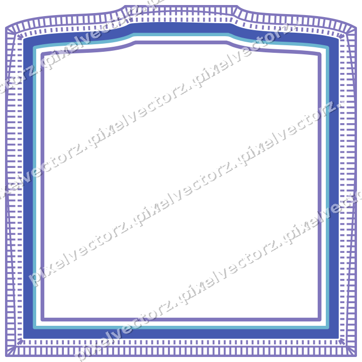 Decorative line art frame in blue and cyan with label plaque