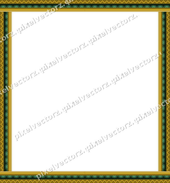 Decorative picture frame border in dark green and amber with zigzag