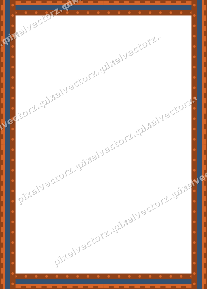 Decorative picture frame border in dark blue and orange with step band