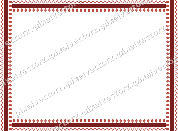 Decorative picture frame border in dark red and dark green with zigzag