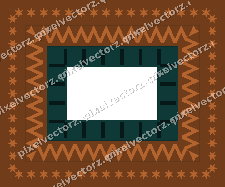 Decorative picture frame border in orange and teal with zigzag
