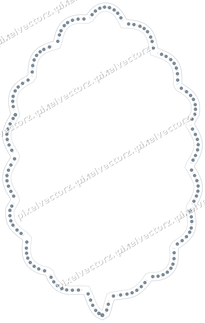 Decorative line art frame in blue and orange with label plaque