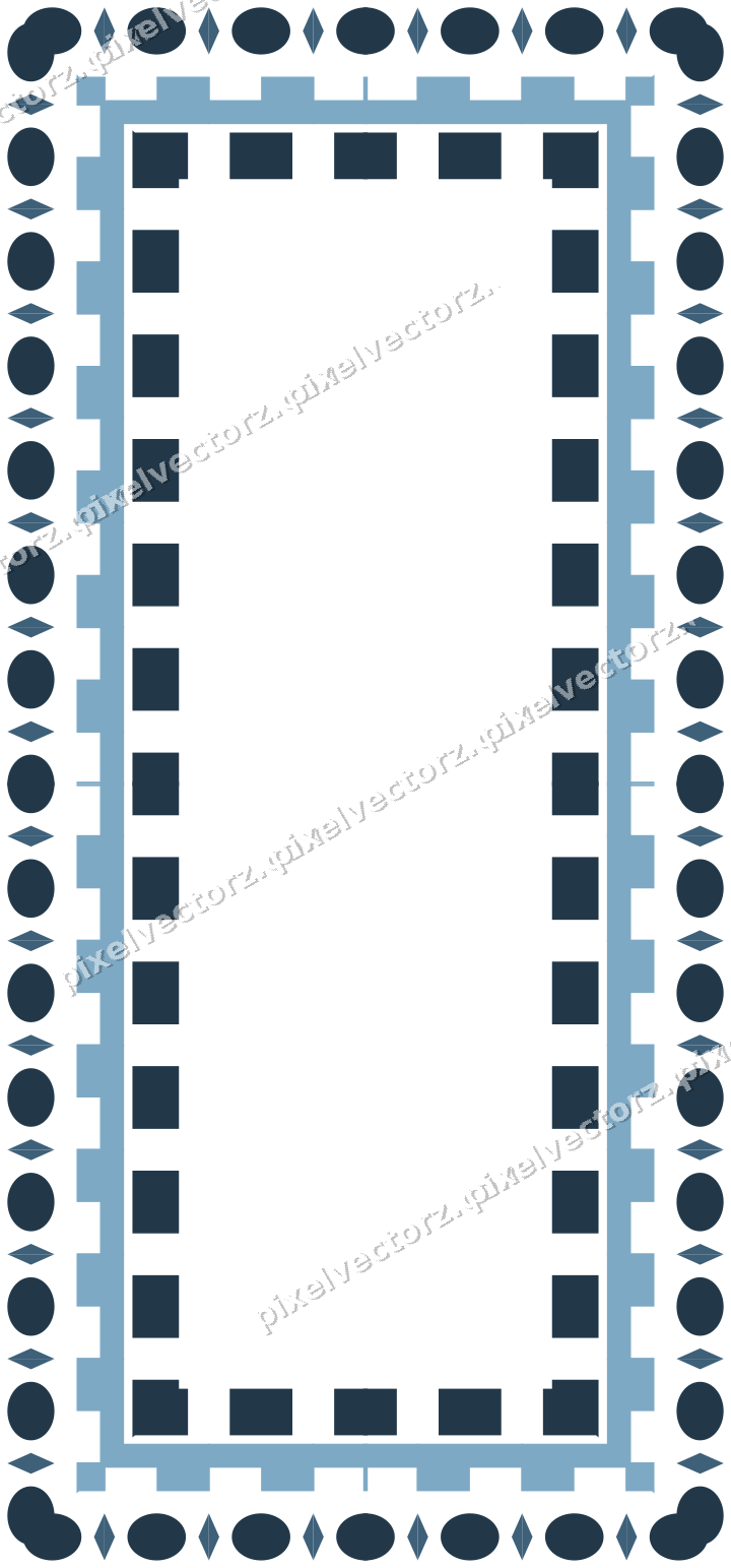 Decorative picture frame border in orange and cyan with egg and dart