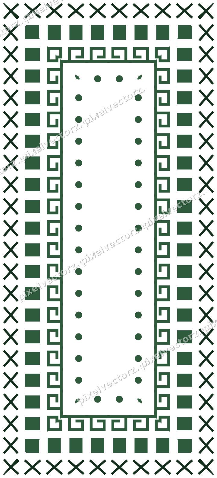 Decorative picture frame border in dark green and amber with dentil